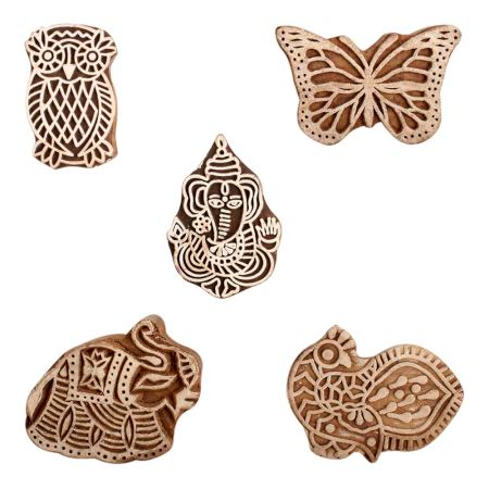 Set of 5 Piece New Mix Wooden Printing Block